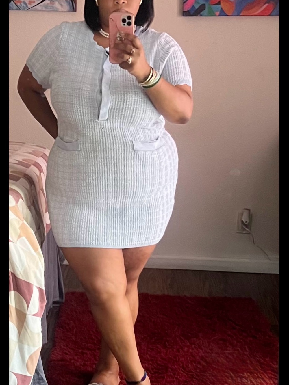 Free Assembly blue tweed dress